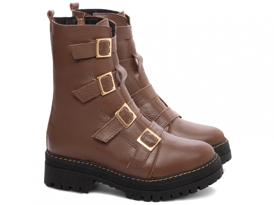 Bota Coturno Sola Tratorada Couro - Imagem 2