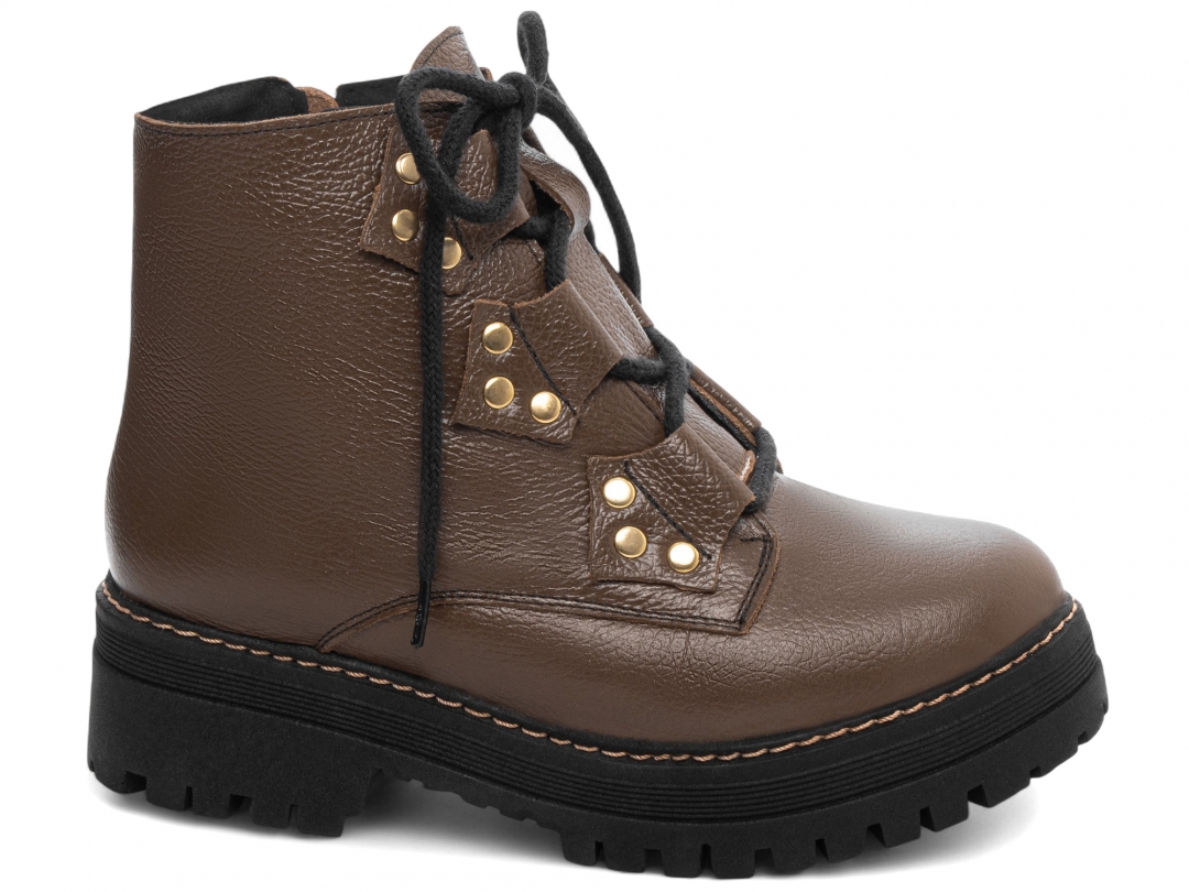 Bota Coturno Sola Tratorada Couro