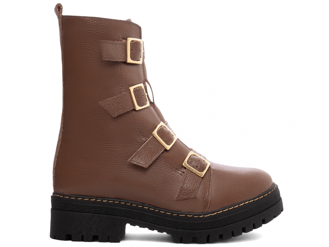 Bota Coturno Sola Tratorada Couro - Imagem 4