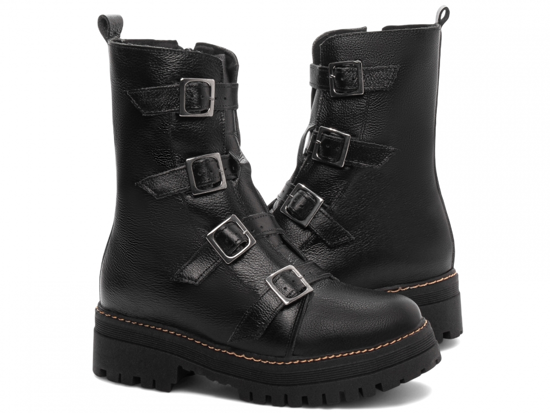 Bota Coturno Sola Tratorada Couro - Imagem 5