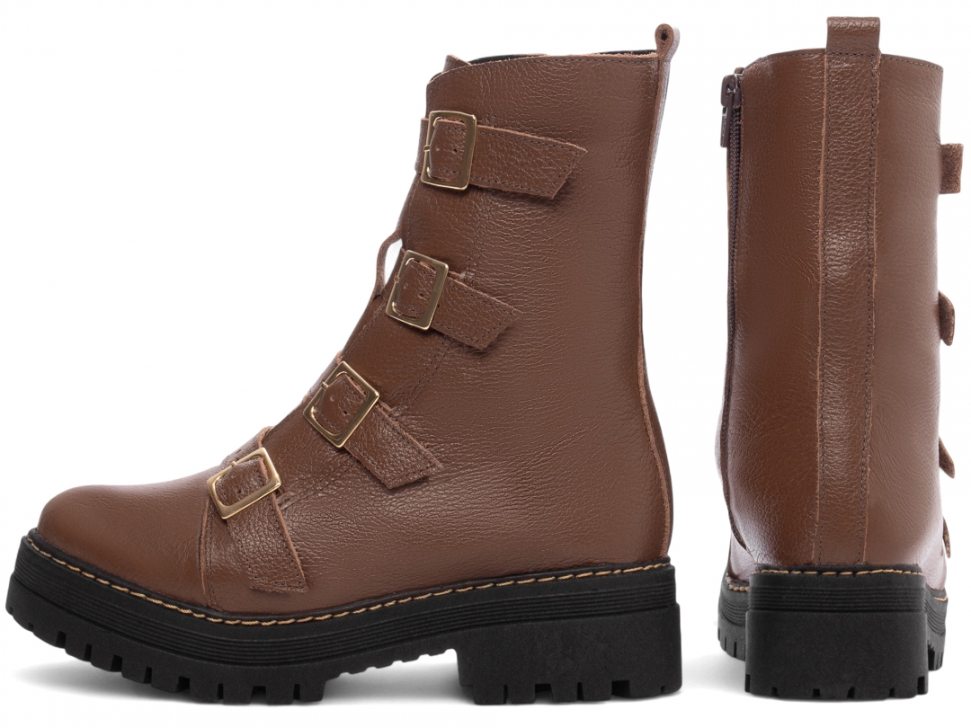 Bota Coturno Sola Tratorada Couro - Imagem 3