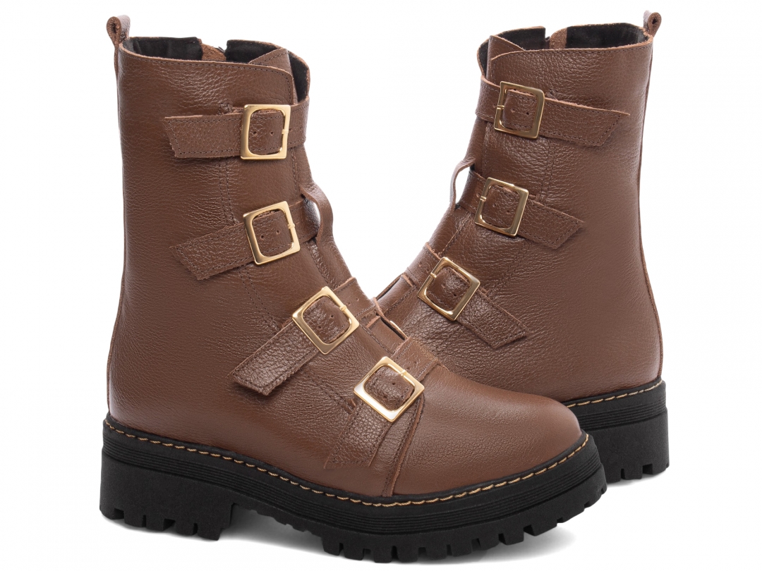 Bota Coturno Sola Tratorada Couro - Imagem 5