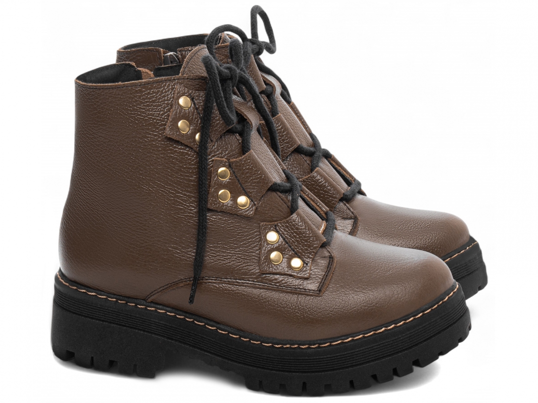 Bota Coturno Sola Tratorada Couro - Imagem 2