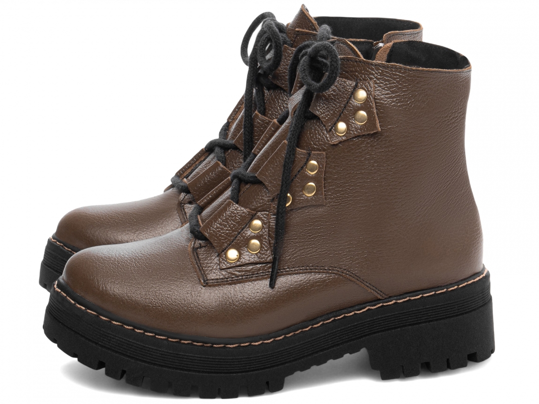 Bota Coturno Sola Tratorada Couro - Imagem 6