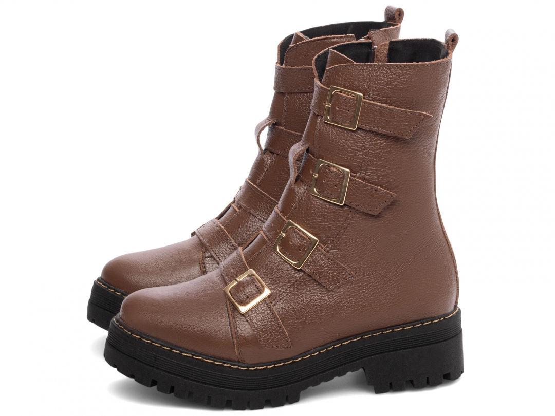 Bota Coturno Sola Tratorada Couro - Imagem 6