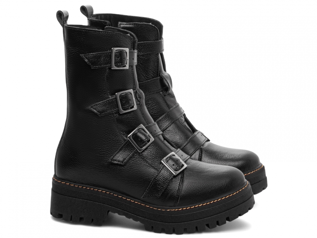 Bota Coturno Sola Tratorada Couro - Imagem 2